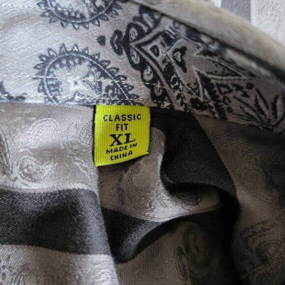 Robert Graham Shirt Mens XL Striped Long Sleeve Gray Black Paisley Flip Cuff - Picture 9 of 9